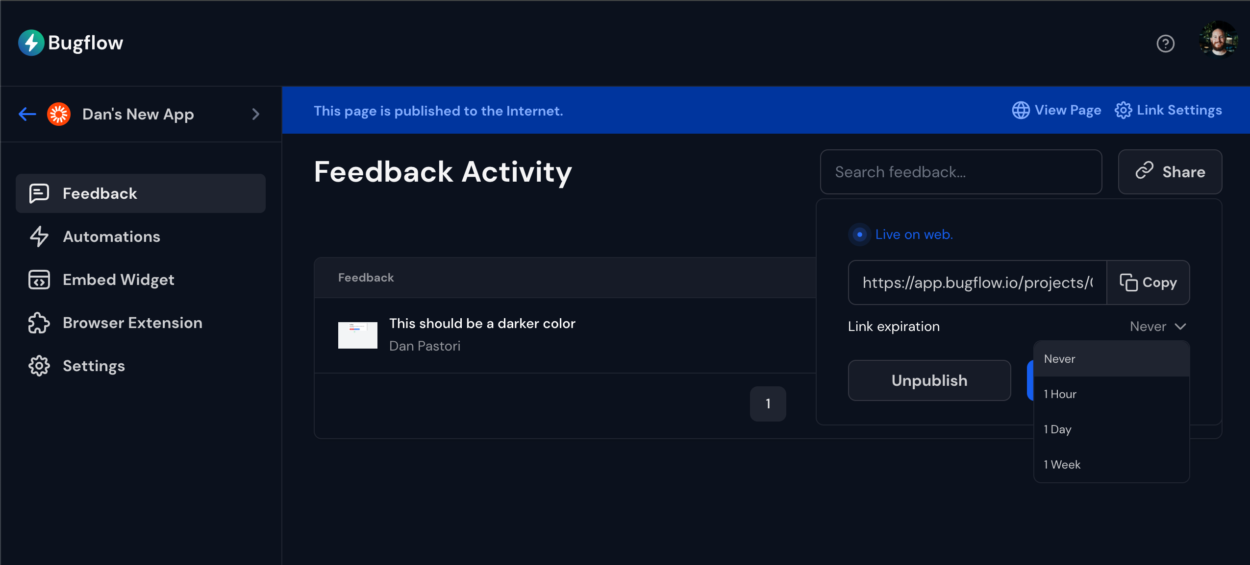 Publicly shared project