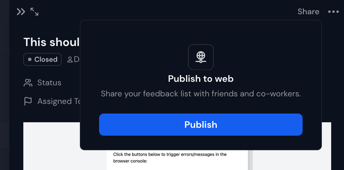 Sharing a single feedback item