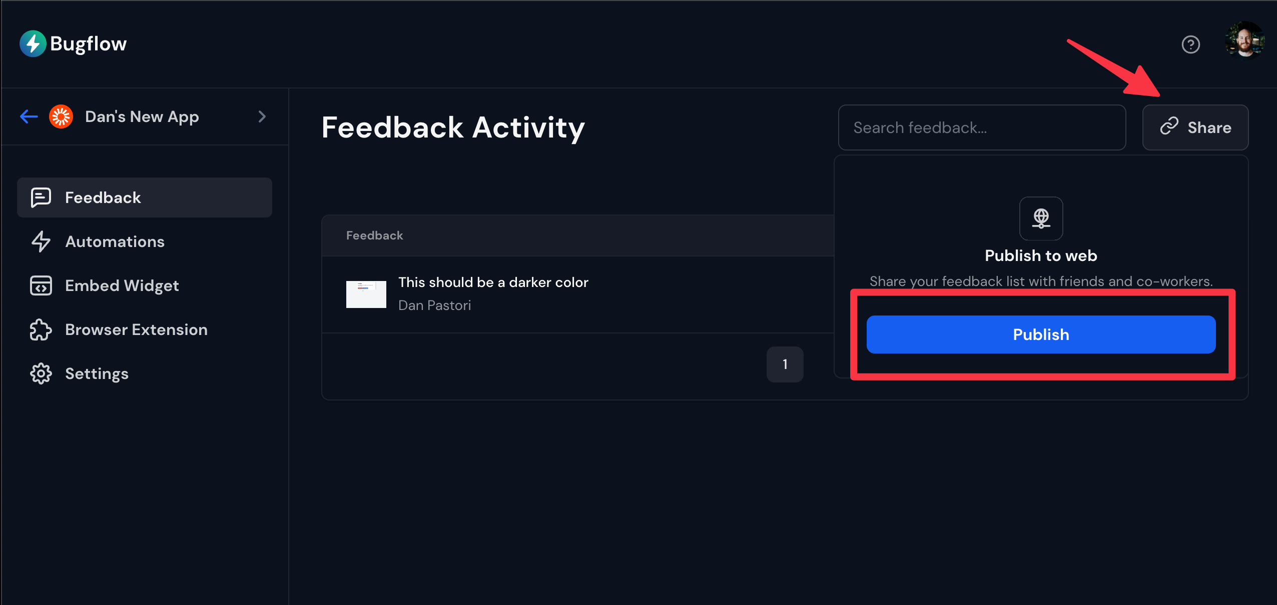 Share an entire project's feedback