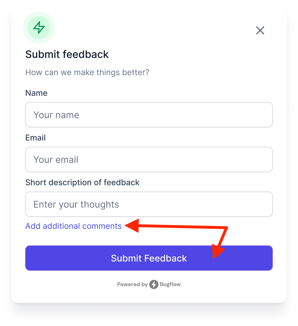 Bugflow button color example