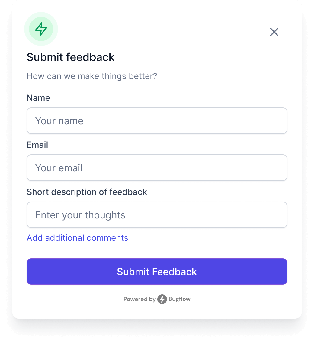 Reporting Modal for Bugflow