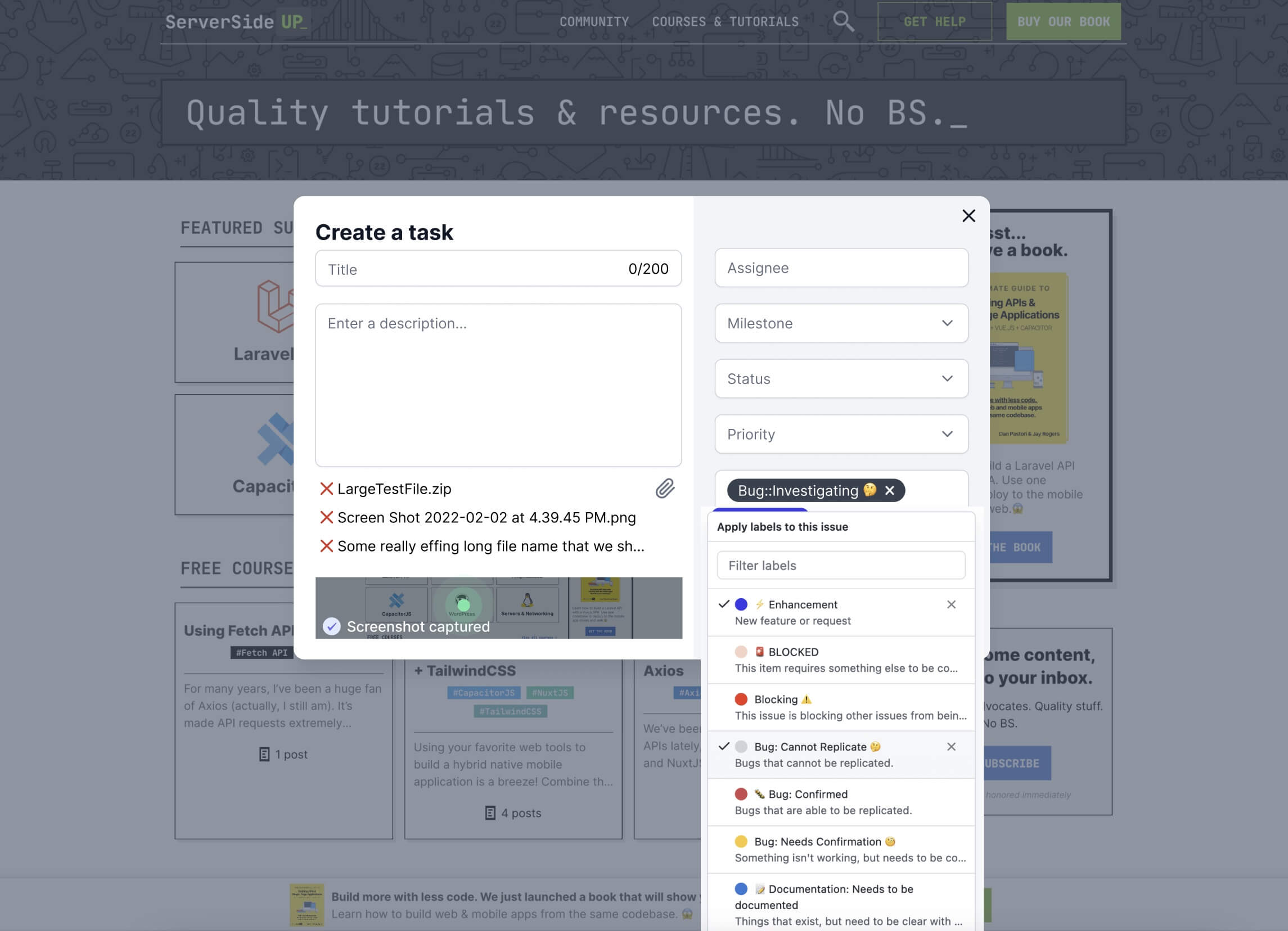 Example of Bugflow labels being applied to an issue